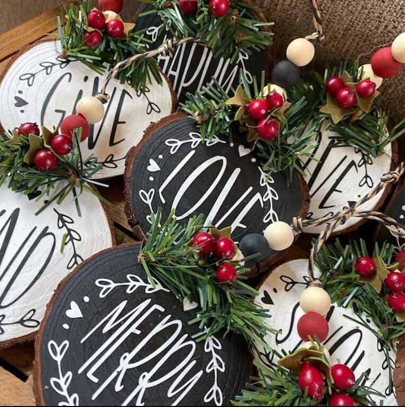 zosylley Christmas Stencils for Painting on Wood Slice,3 "" Small Christmas Stencils for Crafts Reuable Xmas Holiday Stencil for Tiered Tray Wood Sign Decor - Image 4